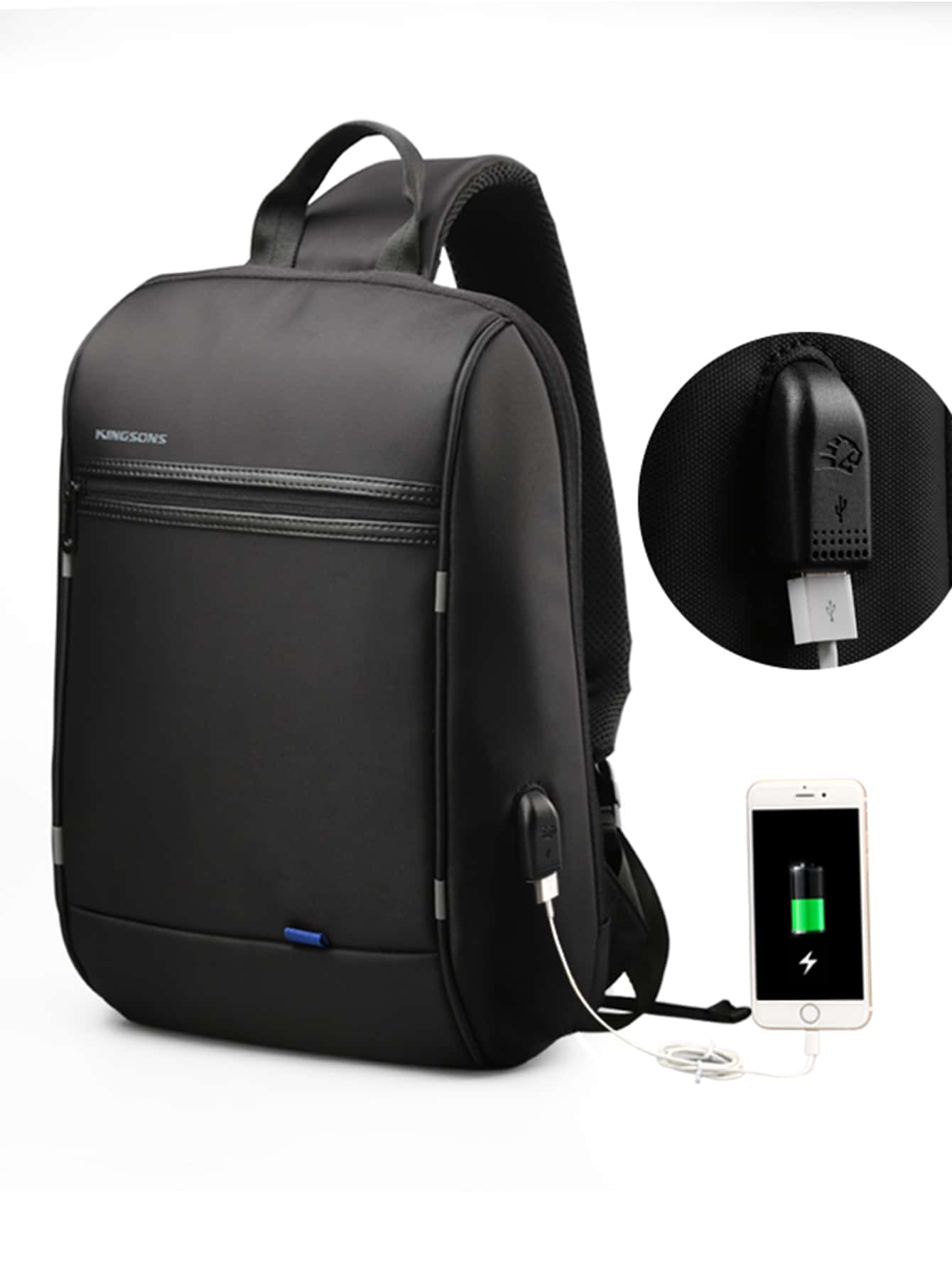 Men USB Charging Port Sling Bag - Black - View 1