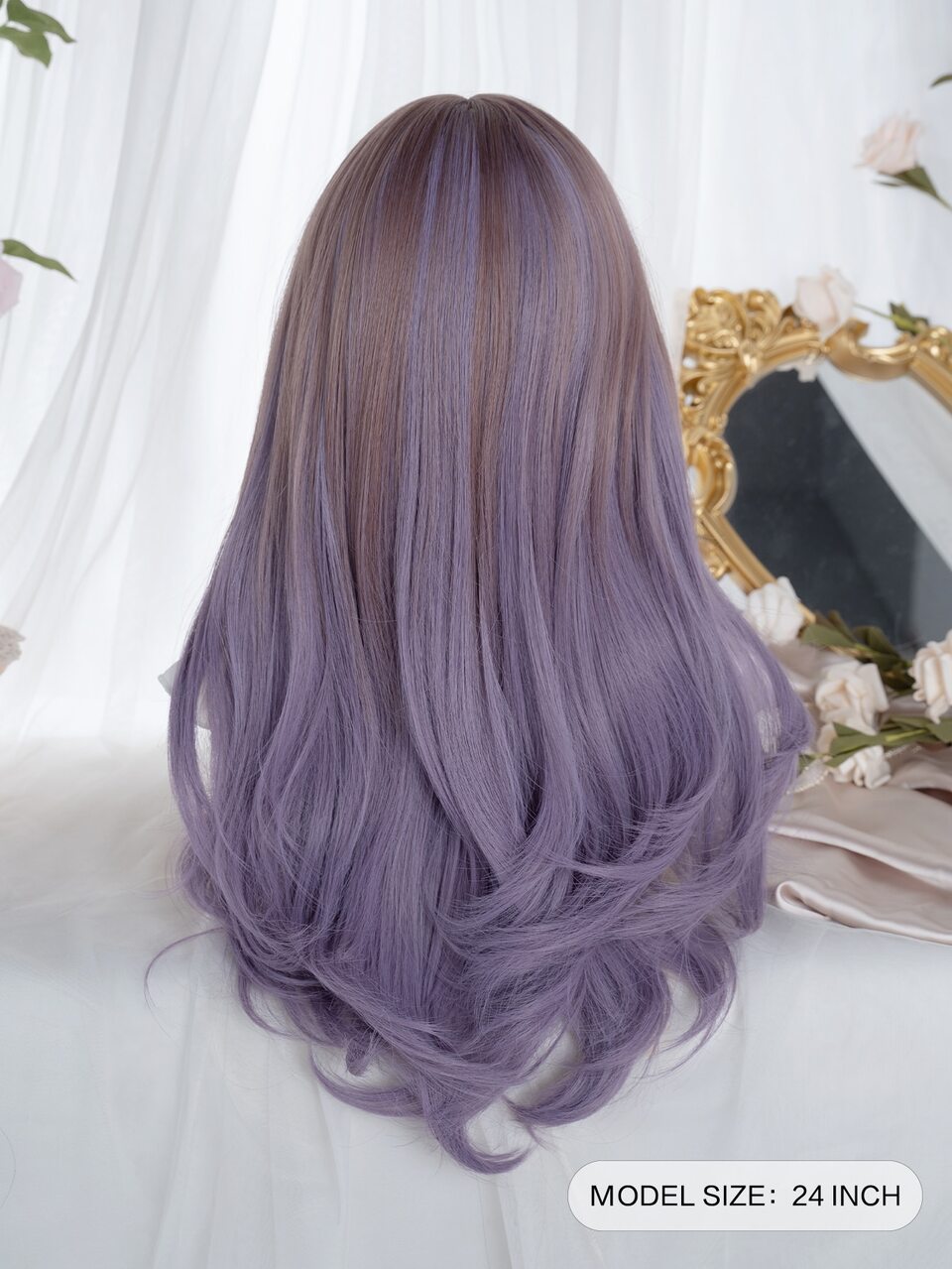 alicegarden Ombre Long Curly Synthetic Wig With Bangs