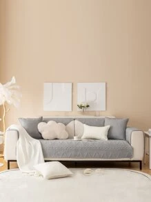 1入組簇絨沙發巾和1入組隨機靠墊套不附帶墊芯 - 灰色 - 查看 1