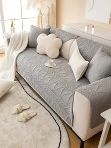 1入組簇絨沙發巾和1入組隨機靠墊套不附帶墊芯 - 灰色 - 查看 5