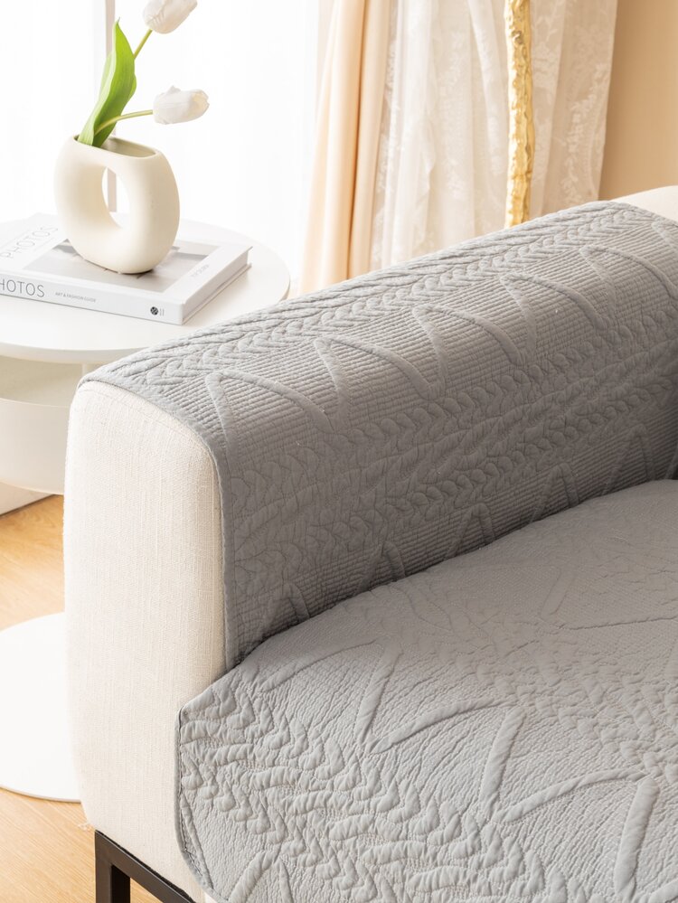 1入組簇絨沙發巾和1入組隨機靠墊套不附帶墊芯 - 灰色 - 查看 3