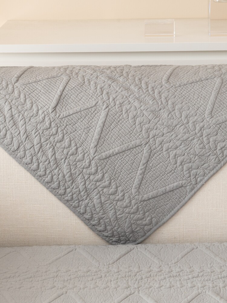 1入組簇絨沙發巾和1入組隨機靠墊套不附帶墊芯 - 灰色 - 查看 4