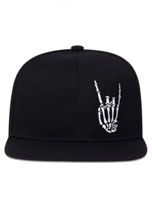 Men Skeleton Hand Embroidered Hip Hop Cap - Black - View 3