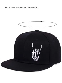 Men Skeleton Hand Embroidered Hip Hop Cap - Black - View 4