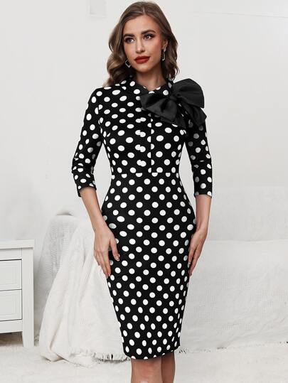 Bow Front Polka Dot Dress