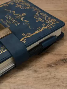 1 pieza Cuaderno con candado con estampa de marco de flores, artículos escolares, de vuelta a la escuela