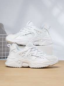 Men's Solid Simple Breathable Casual Sport Sneakers - White - View 2