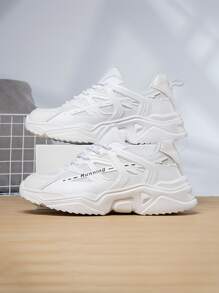 Men's Solid Simple Breathable Casual Sport Sneakers - White - View 3