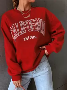 SHEIN Unity Letter Graphic Drop Shoulder Sweatshirt - Red - View 1