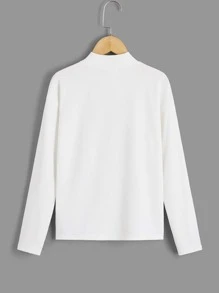 SHEIN 男孩貼布細節高領T恤 - 白色 - 查看 4