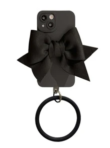 1個3d蝴蝶結設計手機殼,帶手腕帶,適用於iphone 15 Pro Max、小米、三星s23 - 黑色 - 查看 2