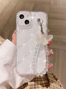 蝴蝶腕帶全覆蓋透明防摔手機殼，相容於 Iphone 15/15 Pro Max/15 Pro/15 Plus/11/13/12/14 Pro Max/11 Pro Max/12 Pro Max/13 Pro Max/13 Pro ,全罩防摔透明軟殼 - 無色 - 查看 3