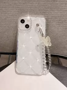 蝴蝶腕帶全覆蓋透明防摔手機殼，相容於 Iphone 15/15 Pro Max/15 Pro/15 Plus/11/13/12/14 Pro Max/11 Pro Max/12 Pro Max/13 Pro Max/13 Pro ,全罩防摔透明軟殼 - 無色 - 查看 4