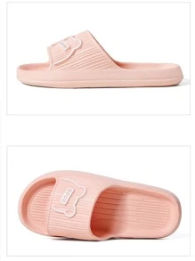 Women Cartoon & Letter Graphic Plain Slides - Baby Pink - View 4