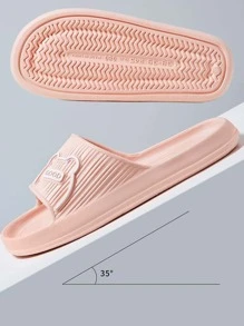 Women Cartoon & Letter Graphic Plain Slides - Baby Pink - View 7