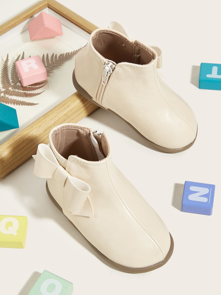 Niñas Botas de combate con diseño de lazo - Beis - Añade 1