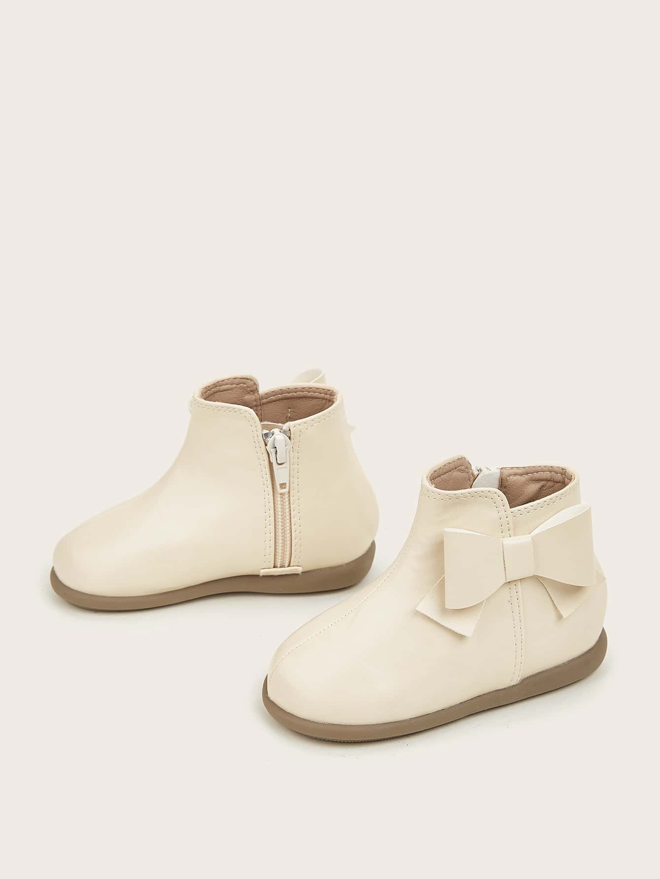 Niñas Botas de combate con diseño de lazo - Beis - Añade 3