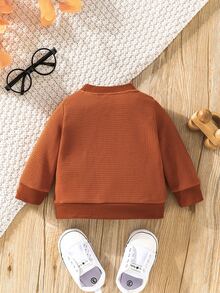 Baby Boy Letter Patched Detail Pullover - Rust Brown - View 2