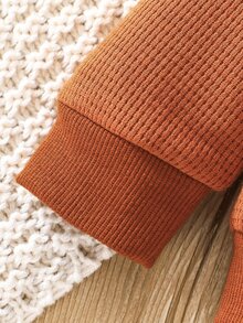 Baby Boy Letter Patched Detail Pullover - Rust Brown - View 3