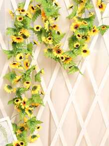 1pc Artificial Sunflower Rattan, Simulation Sunflower Rattan, Real Touch Sunflower Rattan Arrangement, Scene Decor, Room Decor, Wedding Supplies, Wedding Favor, Valentine's Day Gift, Birthday Gift - Multicolor - View 2