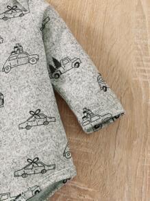 男嬰汽車印花連體衣和運動褲 - 灰色 - 查看 3