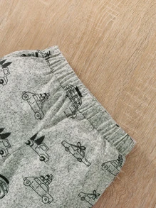 男嬰汽車印花連體衣和運動褲 - 灰色 - 查看 5