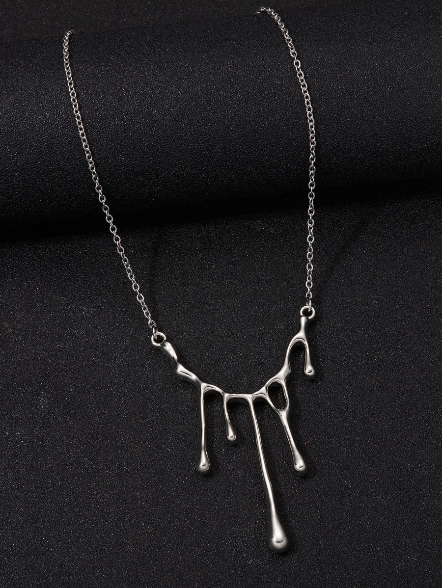 時尚流行男士創意吊墜項鍊不銹鋼朋克嘻哈風格適合珠寶禮物和時尚外觀 - 銀色 - 查看 1