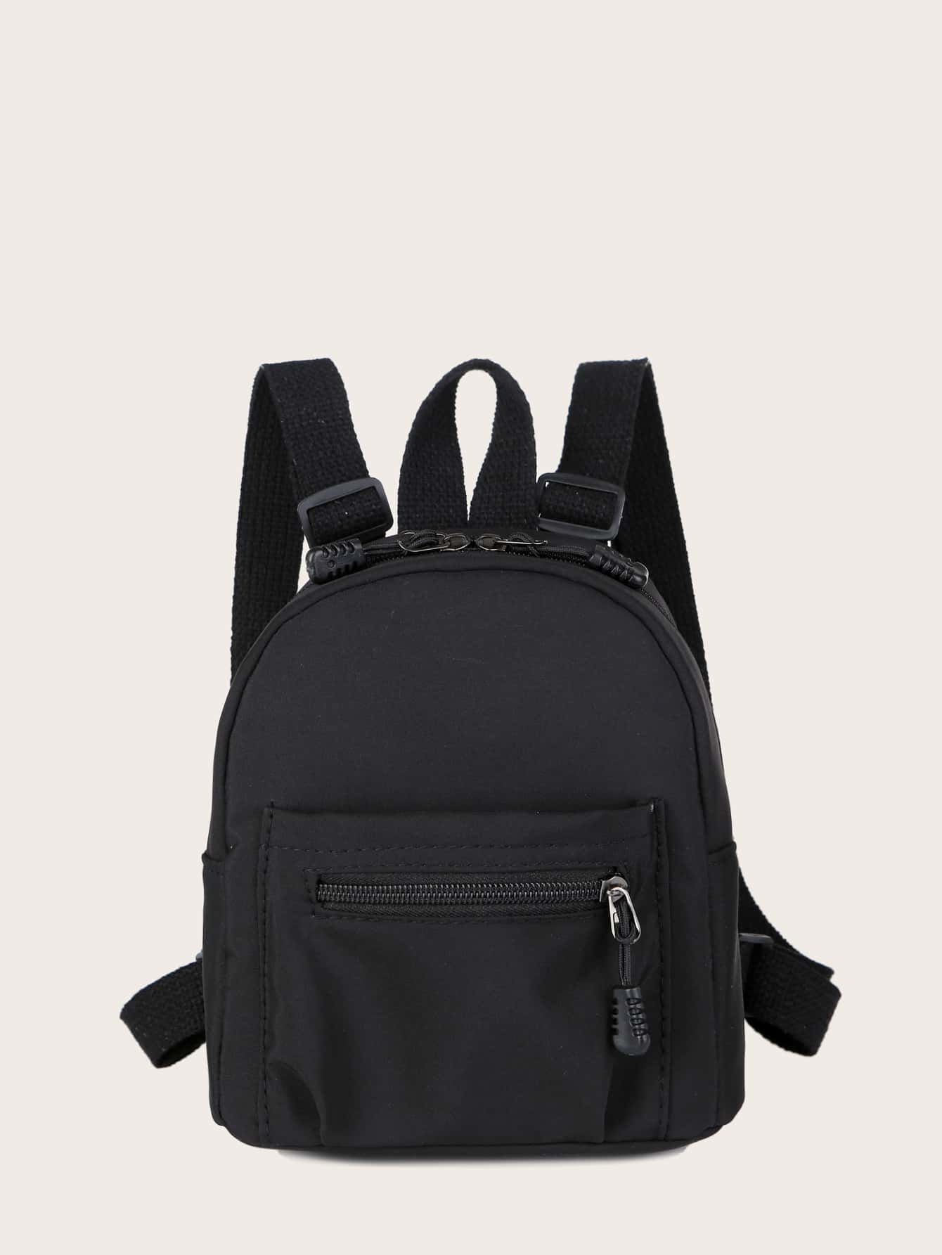 1 Ba lô vải nylon màu trơn Túi đi học nhỏ đơn giản và thời trang, di động, nhẹ, thích hợp cho các cô gái tuổi teen nữ sinh viên đại học, hoàn hảo để đi học lại, ngày đầu tiên đi học, đại học, trung học cơ sở, trung học phổ thông - màu đen - Xem 1