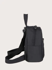 1 Ba lô vải nylon màu trơn Túi đi học nhỏ đơn giản và thời trang, di động, nhẹ, thích hợp cho các cô gái tuổi teen nữ sinh viên đại học, hoàn hảo để đi học lại, ngày đầu tiên đi học, đại học, trung học cơ sở, trung học phổ thông - màu đen - Xem 5