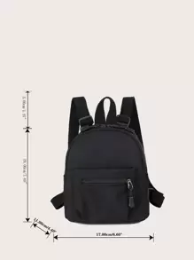 1 Ba lô vải nylon màu trơn Túi đi học nhỏ đơn giản và thời trang, di động, nhẹ, thích hợp cho các cô gái tuổi teen nữ sinh viên đại học, hoàn hảo để đi học lại, ngày đầu tiên đi học, đại học, trung học cơ sở, trung học phổ thông - màu đen - Xem 6