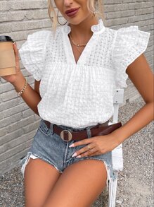 Breezaya Butterfly Sleeve Popover Blouse - White - View 4