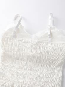 Top de tirantes corto ribete con encaje con fruncido - Blanco - Ver 3