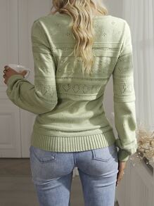 Jersey unicolor escote V de punto de malla - Verde Lima - Ver 2