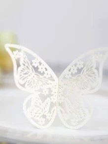 10pcs Paper Napkin Ring, Modern Butterfly Decor Napkin Ring For Dining Room - White - View 3