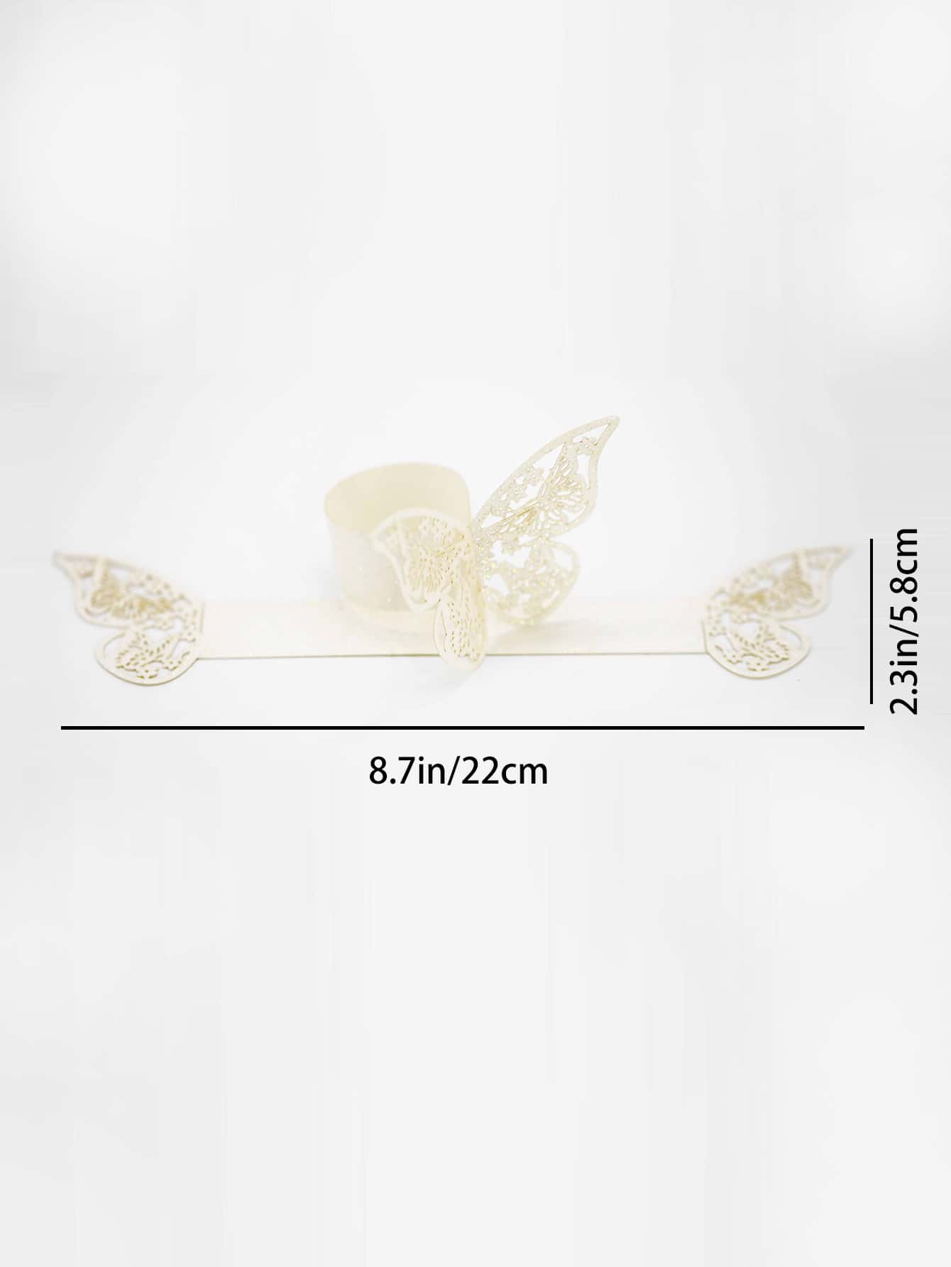10pcs Paper Napkin Ring, Modern Butterfly Decor Napkin Ring For Dining Room - White - View 2