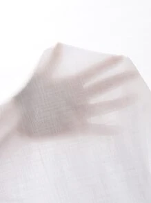 SHEIN Essnce Đầm Cao thấp Nút phía trước Lá thư Giải trí - trắng - Xem 6