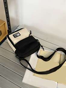 Canvas Shoulder Bag With Pendant, Multicolor Mini Crossbody Bag For Cellphone Freshman Multi-Functional Dorm University Man Bag Side Bag Students Summer Travel Sling Bag Multiple Pockets Messenger Bag Sling Bag Cross Body Bag Side Bags Hip Bag Gifts Camping Sling Bag Back To School Bag Pack Spring School Supplies Purse Sling Bag For Men Mini Bag Small Bag Sling Bag New Life Items For Students Men Essentials Purse Essentials Fashion Men's Bags Small Bag For Men Body Bag For Men Phone Bag Camera Bag Pouch - Black - View 3