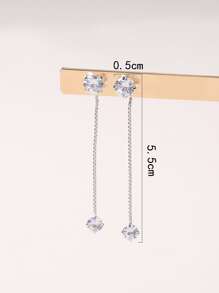 Nooxian Jackets bông tai Khối Zirconia  Trang trí - Bạc - Xem 4