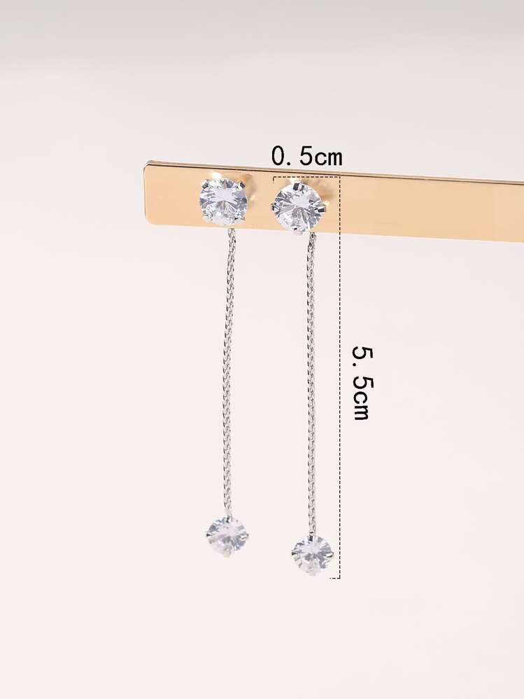 Nooxian Jackets bông tai Khối Zirconia  Trang trí - Bạc - Xem 3