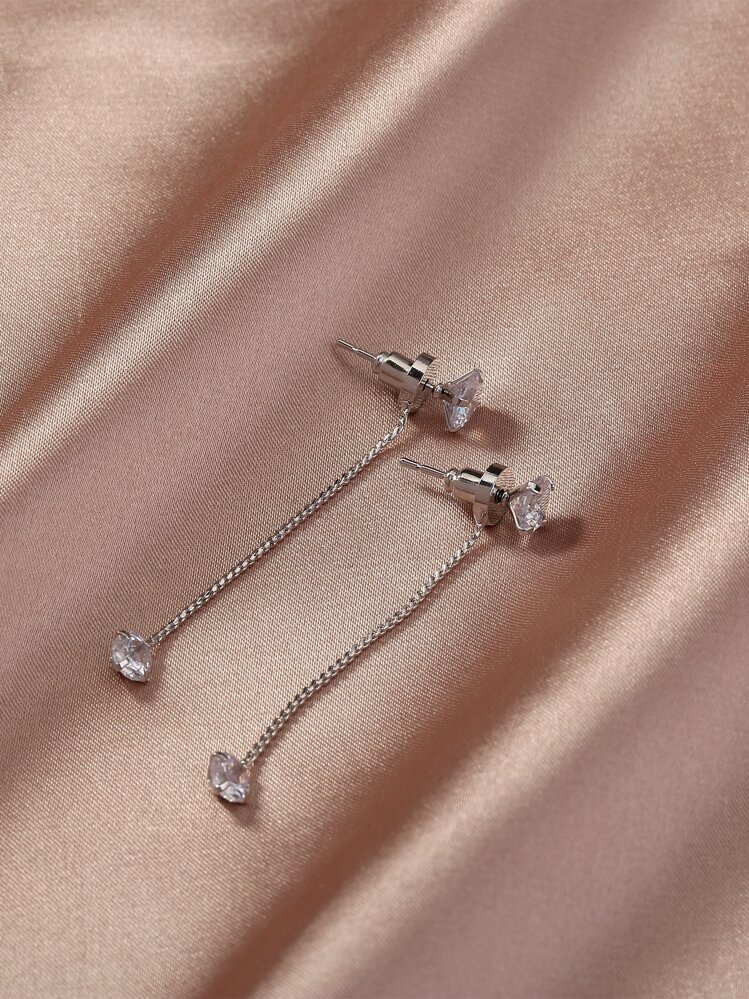 Nooxian Jackets bông tai Khối Zirconia  Trang trí - Bạc - Xem 5