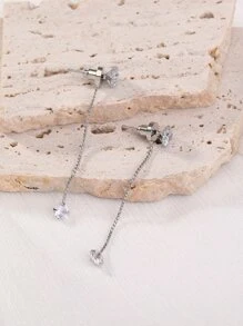 Nooxian Jackets bông tai Khối Zirconia  Trang trí - Bạc - Xem 9