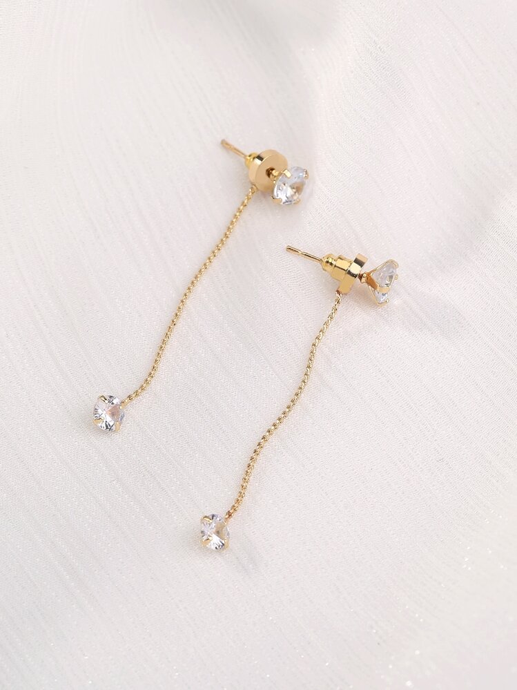 Nooxian 1pair Rhinestone Decor Drop Earrings - Yellow Gold - View 5