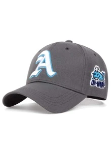Men Whale & Letter Embroidered Baseball Cap Street - Dark Grey - View 1