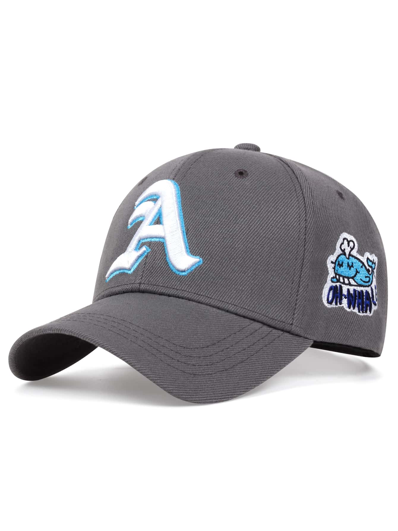 Men Whale & Letter Embroidered Baseball Cap Street - Dark Grey - View 1