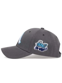Men Whale & Letter Embroidered Baseball Cap Street - Dark Grey - View 2
