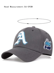 Men Whale & Letter Embroidered Baseball Cap Street - Dark Grey - View 3