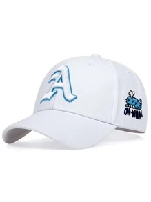 1 Mũ Bóng Chày Thêu Cá Voi Phong Cách Gothic Nam Có In Chữ Bên Đường - trắng - Xem 1