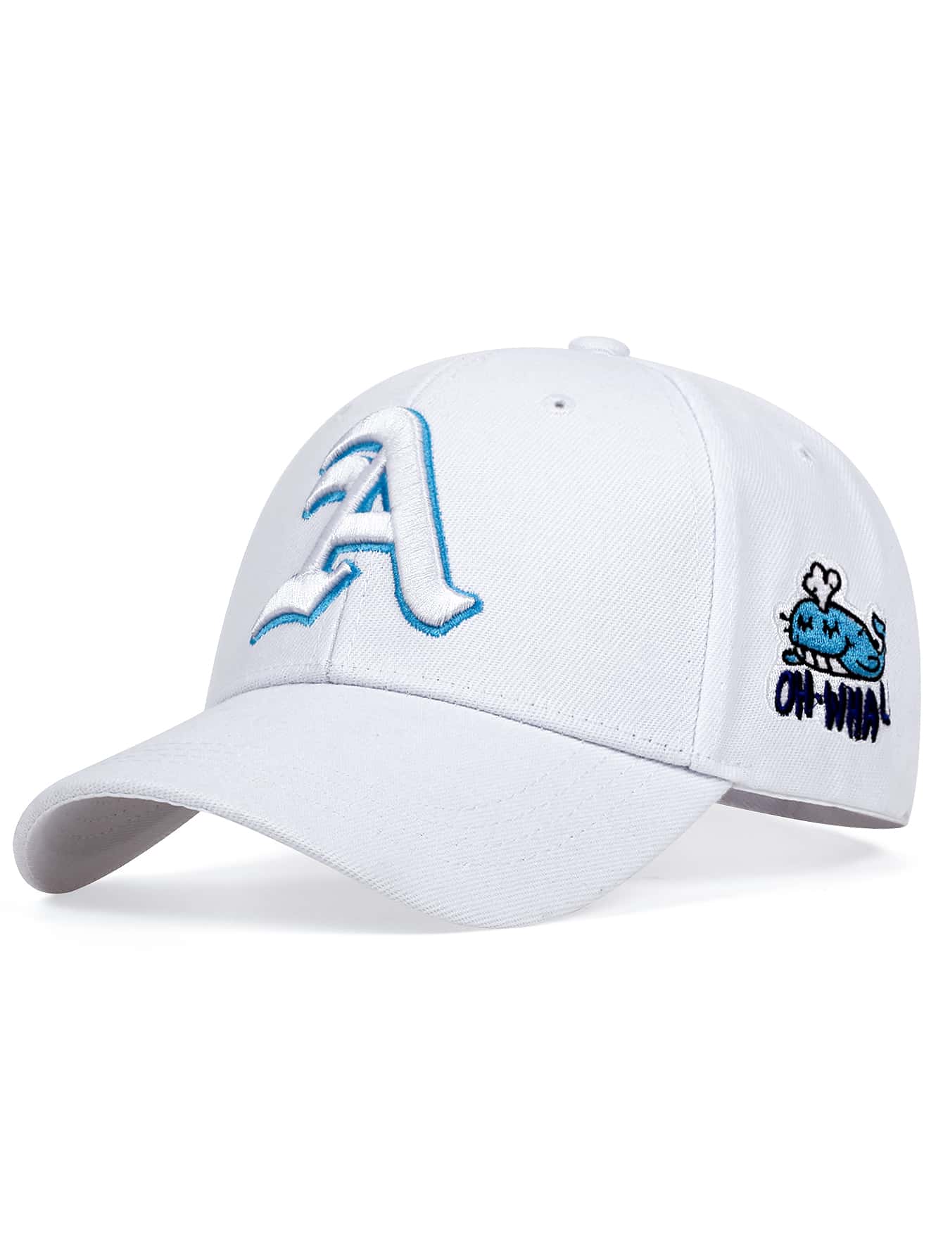 1 Mũ Bóng Chày Thêu Cá Voi Phong Cách Gothic Nam Có In Chữ Bên Đường - trắng - Xem 1