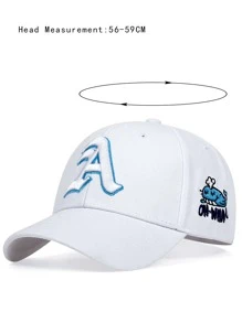 1 Mũ Bóng Chày Thêu Cá Voi Phong Cách Gothic Nam Có In Chữ Bên Đường - trắng - Xem 4