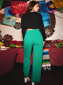 Latina Love 人像圖案短款運動衫 - 黑色 - 查看 2